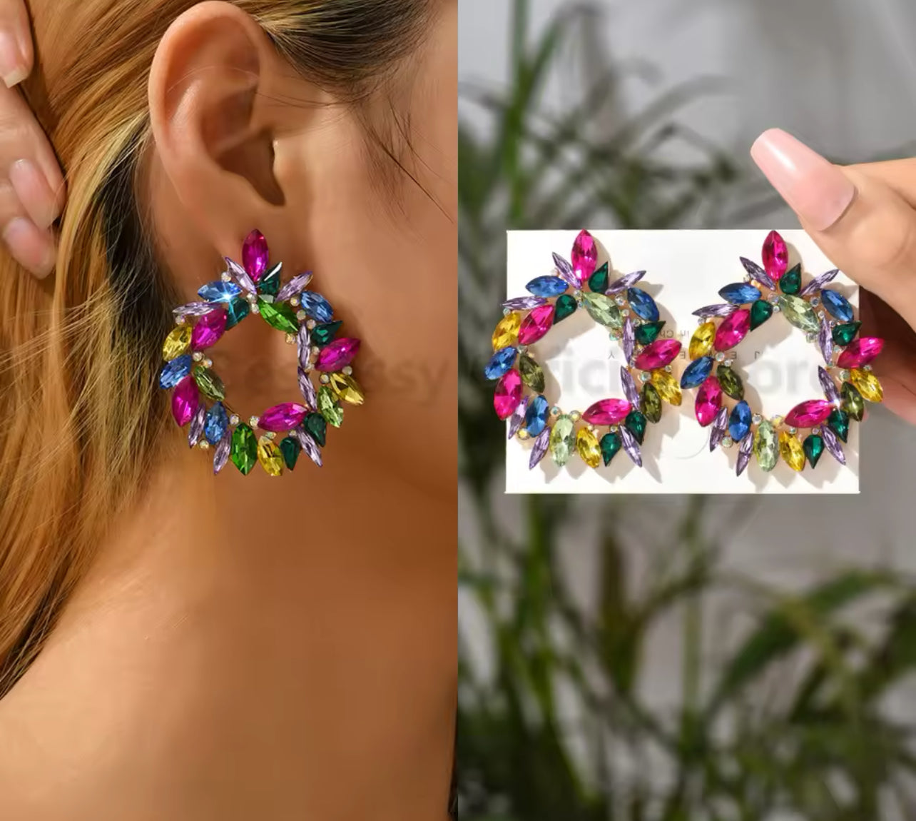 Aros con Cristal de Colores