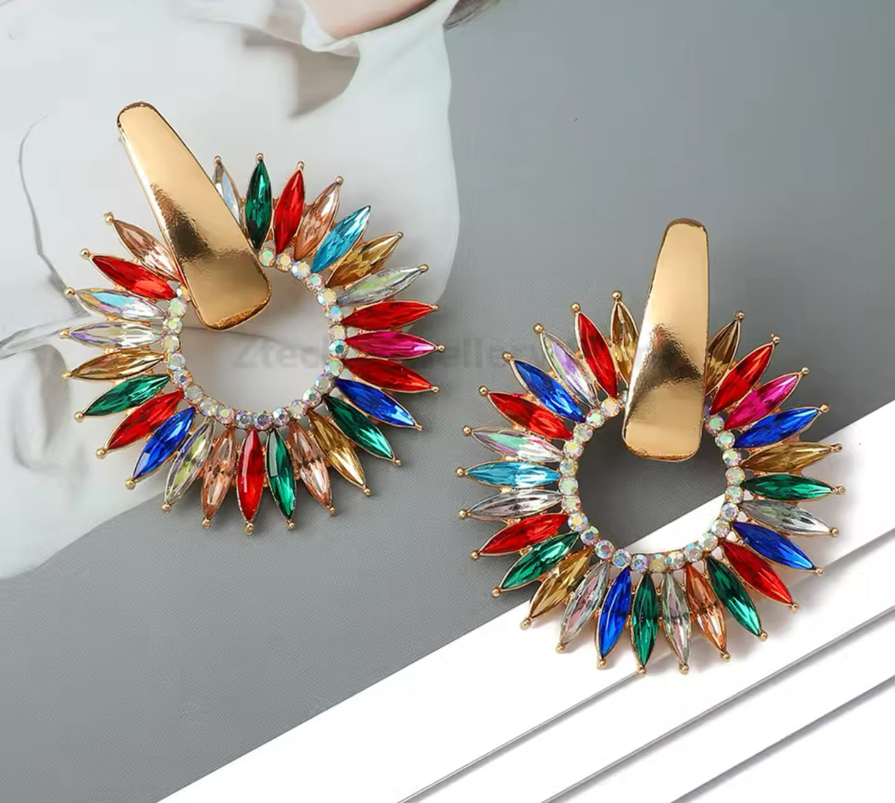 Aros con Cristal de Colores