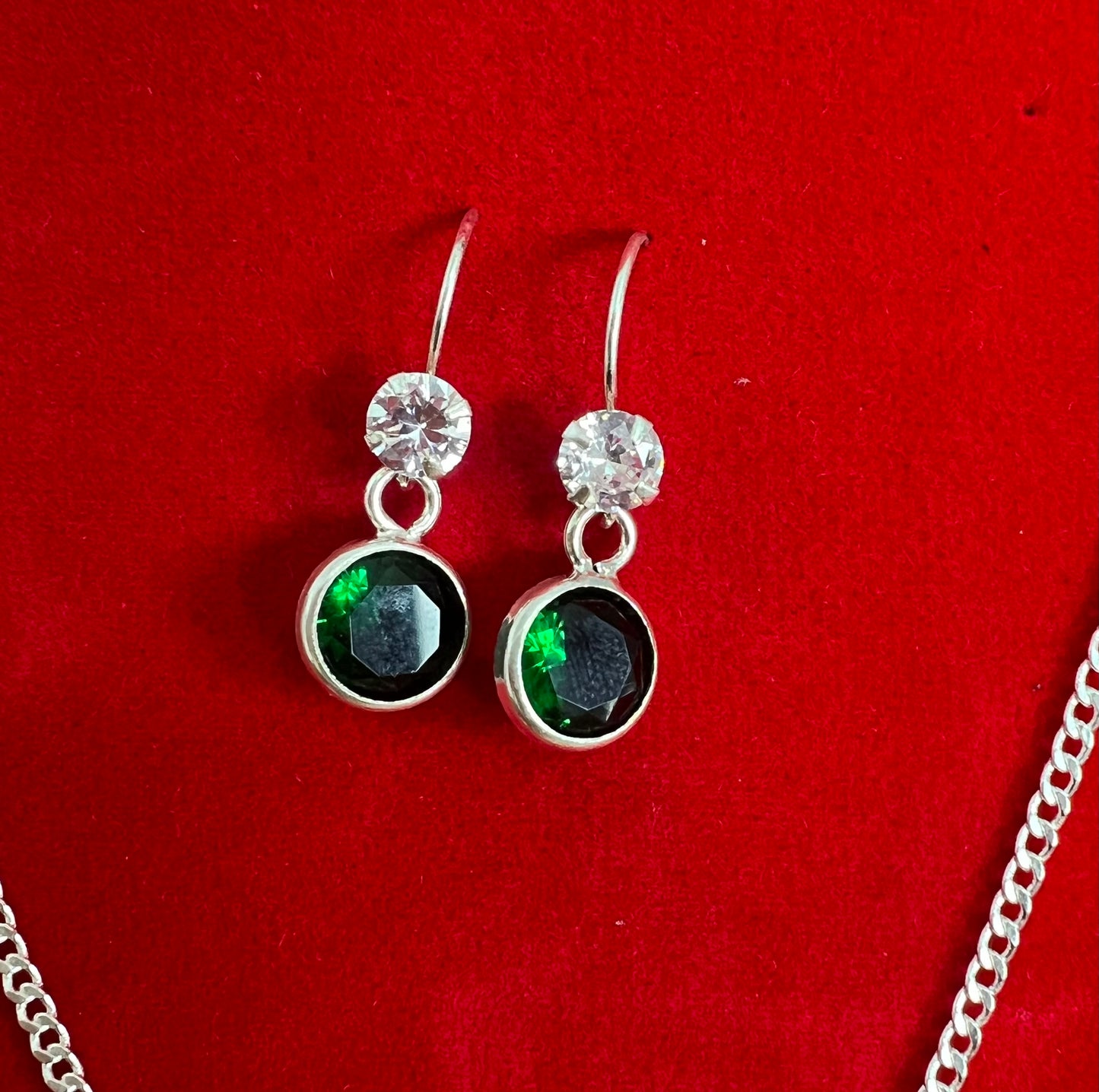 Conjunto de Plata Verde Esmeralda