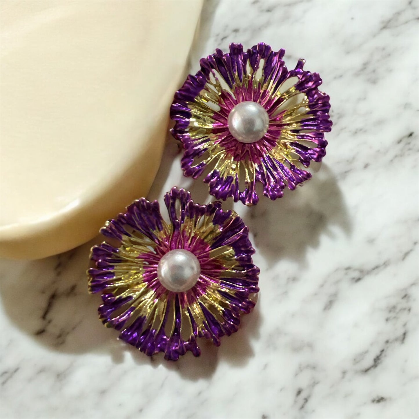 Aros Flor Perla