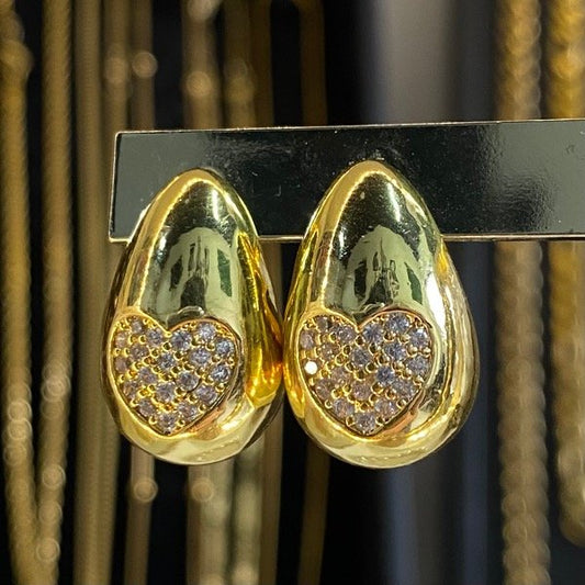 Aros Gota pequeños con Strass