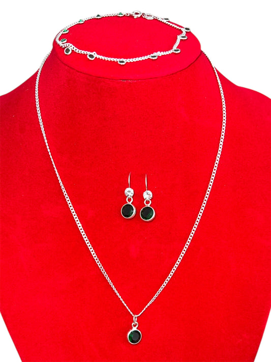 Conjunto de Plata Verde Esmeralda