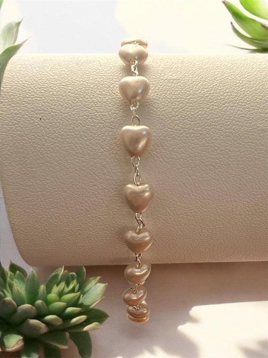 Pulsera Plata Perla corazón